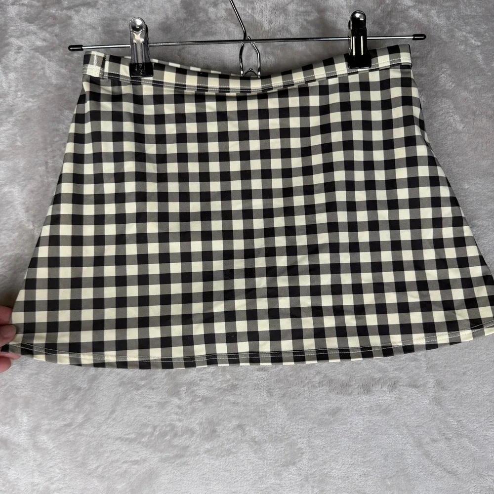 Hanna Andersson Girls Black White‎ Gingham Swim Skirt Built-in Brief Size 12 150